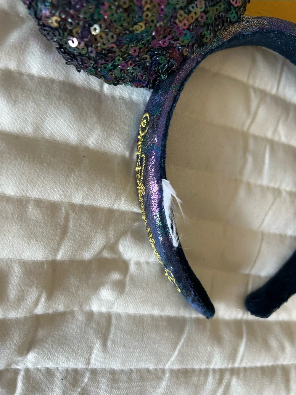 Sequin Minnie-Style Headband with Gold Jeweled Bow - Kids Accessories